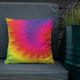 70s RETRO RAINBOW Tie-Dye Premium PILLOW, Bohemian Hippie Psychedelic Decor