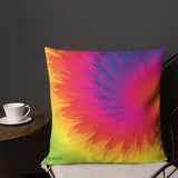 70s RETRO RAINBOW Tie-Dye Premium PILLOW, Bohemian Hippie Psychedelic Decor