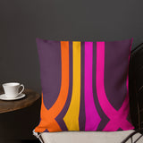 70s GROOVY RETRO Premium PILLOW Orange Pink Purple Yellow, Groovy Throw Hippie Chic Cushion
