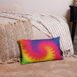 70s RETRO RAINBOW Tie-Dye Premium PILLOW, Bohemian Hippie Psychedelic Decor