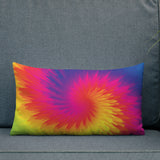 70s RETRO RAINBOW Tie-Dye Premium PILLOW, Bohemian Hippie Psychedelic Decor