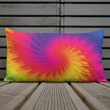 70s RETRO RAINBOW Tie-Dye Premium PILLOW, Bohemian Hippie Psychedelic Decor