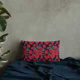 DARK ROMANCE ROSE Premium Pillow, Black Red Floral Victorian Gothic