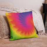 70s RETRO RAINBOW Tie-Dye Premium PILLOW, Bohemian Hippie Psychedelic Decor