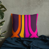 70s GROOVY RETRO Premium PILLOW Orange Pink Purple Yellow, Groovy Throw Hippie Chic Cushion