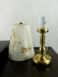 60s BRASS TABLE LAMP, dried grasses and flowers shade
