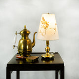 60s BRASS TABLE LAMP, dried grasses and flowers shade