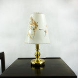 60s BRASS TABLE LAMP, dried grasses and flowers shade