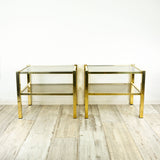 Golden 1980s SMOKED GLASS coffee side table or nightstand
