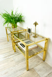 Golden 1980s SMOKED GLASS coffee side table or nightstand