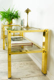 Golden 1980s SMOKED GLASS coffee side table or nightstand