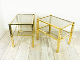 Golden 1980s SMOKED GLASS coffee side table or nightstand