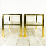 Golden 1980s SMOKED GLASS coffee side table or nightstand