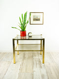 Golden 1980s SMOKED GLASS coffee side table or nightstand