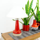 1970s Glossy Red DANISH MIDCENTURY POTTERY Table Lamp