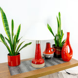 1970s Glossy Red DANISH MIDCENTURY POTTERY Table Lamp