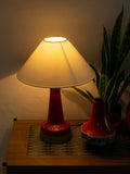 1970s Glossy Red DANISH MIDCENTURY POTTERY Table Lamp