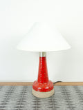 1970s Glossy Red DANISH MIDCENTURY POTTERY Table Lamp