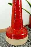 1970s Glossy Red DANISH MIDCENTURY POTTERY Table Lamp