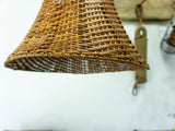 Midcentury WICKER PENDANT LAMP rustic farmhouse decor