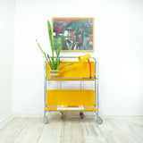 Iconic egg-yolk 1970s FOLDABLE SERVING TROLLEY Dinett by Bremshey