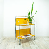 Iconic egg-yolk 1970s FOLDABLE SERVING TROLLEY Dinett by Bremshey