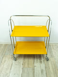 Iconic egg-yolk 1970s FOLDABLE SERVING TROLLEY Dinett by Bremshey