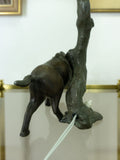 Unique large wild BOAR TABLE LAMP, zinc casting from ca. 1900