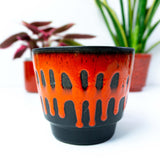 1960s Fat Lava WGP CERAMIC PLANTER, Fat Lava fire red black
