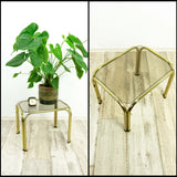 Golden 1980s Smoked GLASS CHROME Side End TABLE Nightstand