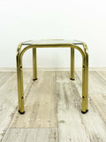 Golden 1980s Smoked GLASS CHROME Side End TABLE Nightstand