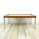 MIDCENTURY 1960s chromed faux-wood SIDE Coffee TABLE or Plant Stand