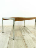 MIDCENTURY 1960s chromed faux-wood SIDE Coffee TABLE or Plant Stand