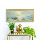 Framed VINTAGE SEASCAPE PRINT of a midcentury oil painting, ca. 1960s
