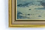 Framed VINTAGE SEASCAPE PRINT of a midcentury oil painting, ca. 1960s
