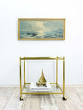 Framed VINTAGE SEASCAPE PRINT of a midcentury oil painting, ca. 1960s