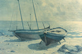 Framed VINTAGE SEASCAPE PRINT of a midcentury oil painting, ca. 1960s