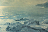 Framed VINTAGE SEASCAPE PRINT of a midcentury oil painting, ca. 1960s