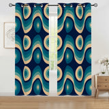 Blue Midcentury Modern Blackout Curtains: 70s Retro Multi Sizes Panels