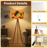 Scandi Retro Tripod Floor Lamp, Wavy Multicolor Midcentury Pattern