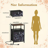 60 Retro Botanical Side Table - Nigtstand With Power Outlets + 2 Drawers