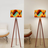 Scandi Retro Tripod Floor Lamp, Wavy Multicolor Midcentury Pattern