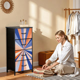 Retro 60s Sunburst Design Fabric Drawer Dresser – Steel Frame Cabinet