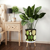 60s Polka Dots Plant Pot with Wooden Legs: Nordic Retro Midcentury