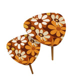 Triangle 60s Retro Tripod Nesting Table Set, Orange Daisies