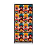 70s Midcentury Retro Dresser: Modern Steel Frame Fabric Storage