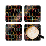 Retro 60s Geometric Cork Coaster Set, Drinkware Accessory Gift Eco-Friendly