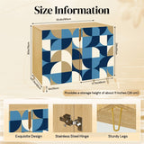 Retro Wooden Storage Cabinet – Geometric Blue Grey