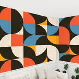 Retro 60s Geometric Stick & Peel Wallpaper: Midcentury Removable Mural