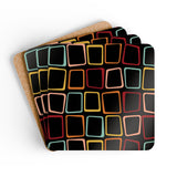 Retro 60s Geometric Cork Coaster Set, Drinkware Accessory Gift Eco-Friendly